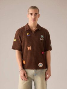 SWAVVY Polo tricoté décontracté ample à manches courtes pour hommes, école – Image 7