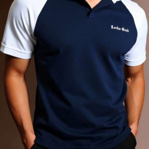 RueChic Chemise polo décontracté régulière avec imprimé lettrage et manches raglan pour hommes