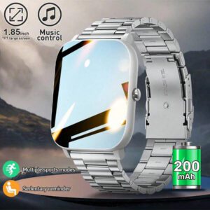LIGE Montre connectée mode homme Sunkta, écran 1,85 pouces, prévisions météorologiques, historique des appels, assistant vocal sans fil, suivi des activités sportives, notifications de messages, contrôle de la musique, cadran personnalisable, rappel de sédentarité, batterie 200 mAh