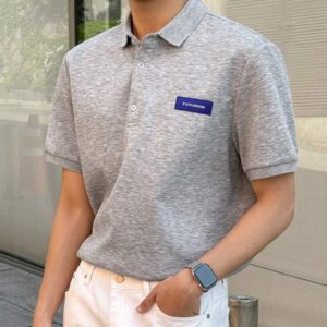 DAZY Chemise polo décontractée d"été pour hommes avec étiquette brodée et manches courtes