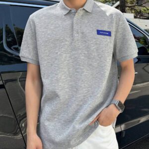 DAZY Chemise polo décontractée d"été pour hommes avec étiquette brodée et manches courtes