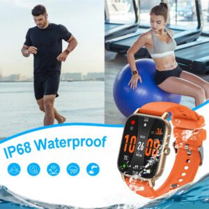 Montre intelligente pour répondre/passer des appels, montre connectée de 1,85 po pour femmes et hommes, montre de fitness avec suivi de SpO2/fréquence cardiaque/sommeil, 112 modes sportifs, compteur de calories/pas, étanche IP7 traqueur de fitness pour Android et iOS