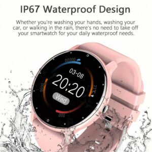 Montre connectée PEJE, taille d'écran 1,28 pouces, écran TFT, bracelet en silicone, indice de protection IP67 contre l'eau et la poussière, montre connectée multifonctionnelle avec connexion sans fil, télécommande, convient pour les sports en extérieur, la vie quotidienne, les voyages. Montre connectée légère et mini, facile à transporter, pour hommes et femmes, idéale comme cadeau pour les fêtes ou les anniversaires, compatible avec les systèmes Android et Apple.
