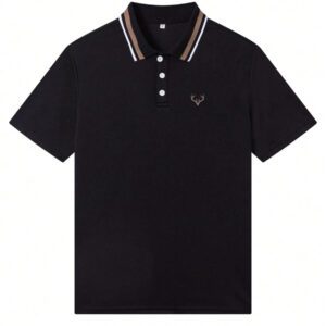 Polo chemise casual à manches courtes avec bordure rayée, pour le transport quotidien, été, pour le golf