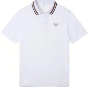 Polo chemise casual à manches courtes avec bordure rayée, pour le transport quotidien, été, pour le golf