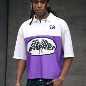 AXEPEAK Polo pour homme avec imprimé lettres et design blocs de couleurs