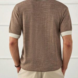 RueChic Polo homme unicolore à demi-boutons style old money coupe regular