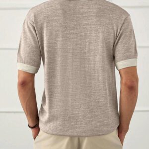 RueChic Polo homme unicolore à demi-boutons style old money coupe regular