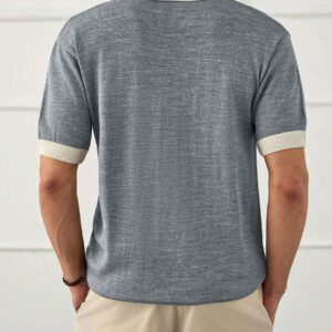 RueChic Polo homme unicolore à demi-boutons style old money coupe regular