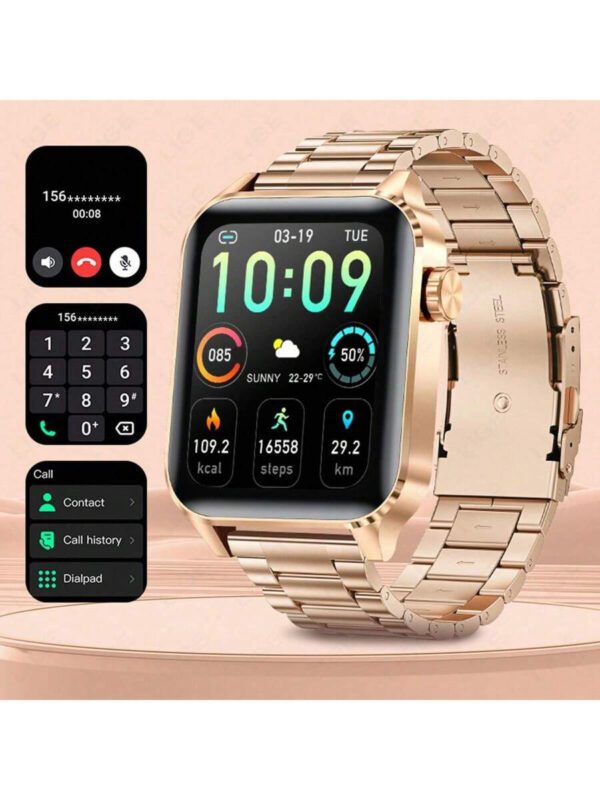 LIGE Montre connectée de mode LIGE, cadran carré, compteur de pas, chronométrage, exercice, appel sans fil, lecture de musique, rappel de réveil, montre connectée multifonctions pour femmes – Image 2