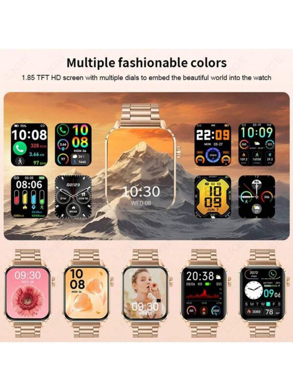 LIGE Montre connectée de mode LIGE, cadran carré, compteur de pas, chronométrage, exercice, appel sans fil, lecture de musique, rappel de réveil, montre connectée multifonctions pour femmes – Image 6