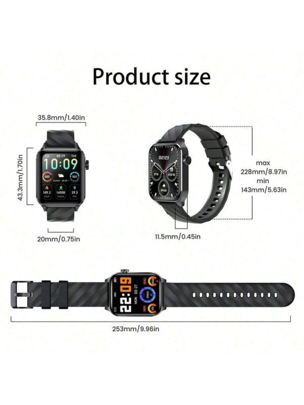 LIGE Montre connectée de mode LIGE, cadran carré, compteur de pas, chronométrage, exercice, appel sans fil, lecture de musique, rappel de réveil, montre connectée multifonctions pour femmes – Image 7