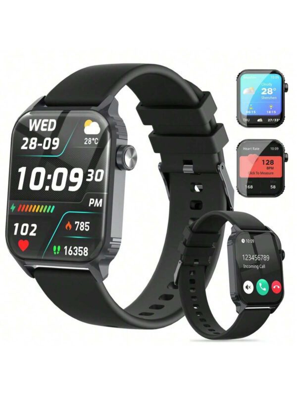 ERUN Montre connectée pour hommes/femmes TWS 2-en-1 avec appel Bluetooth HD, rappel d'appel, suivi des exercices, photographie à distance, musique, compatible NFC avec iOS et Android. Cadeau de vacances, surprise de la Fête des pères – Image 2