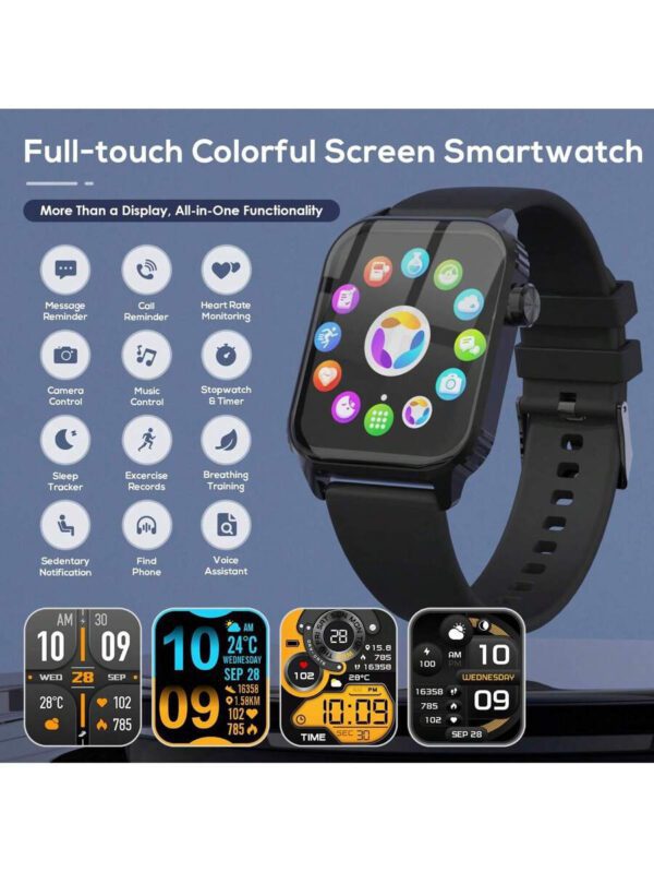 ERUN Montre connectée pour hommes/femmes TWS 2-en-1 avec appel Bluetooth HD, rappel d'appel, suivi des exercices, photographie à distance, musique, compatible NFC avec iOS et Android. Cadeau de vacances, surprise de la Fête des pères – Image 3