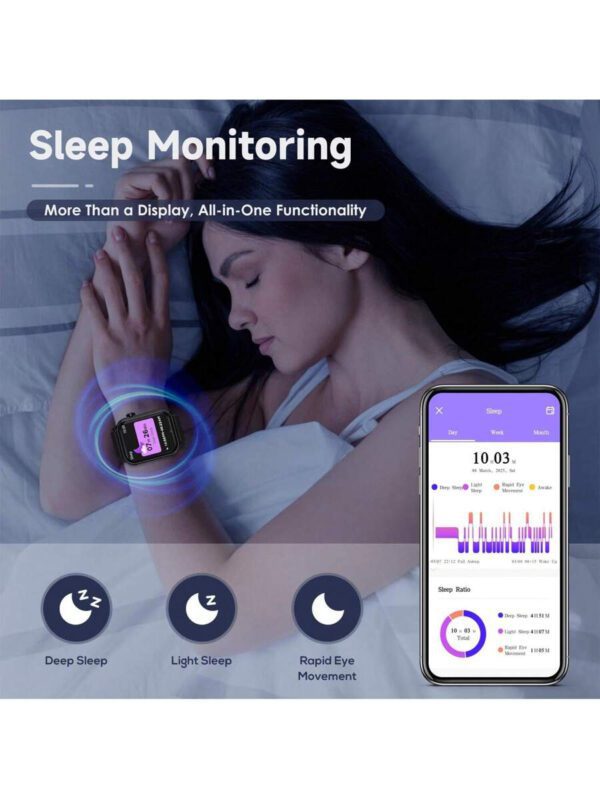ERUN Montre connectée pour hommes/femmes TWS 2-en-1 avec appel Bluetooth HD, rappel d'appel, suivi des exercices, photographie à distance, musique, compatible NFC avec iOS et Android. Cadeau de vacances, surprise de la Fête des pères – Image 6