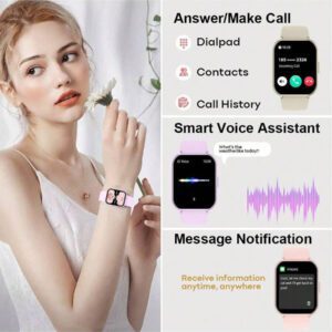Montre connectée pour hommes et femmes, capacité de batterie de 280mAh, nouvelle montre connectée (répondre/passer des appels), traqueur de fitness HD de 1,83 pouces, étanche ZATM, 100+ modes sportifs, compatible avec IOS/Android