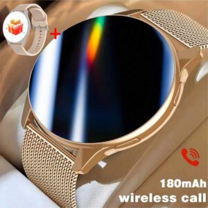 Montre connectée 2025 pour femmes, écran HD de 1,28 pouces. Montre connectée multifonctionnelle prenant en charge l'assistant vocal IA, les alertes de notification, les appels sans fil. Tracker de fitness avec prévisions météorologiques, podomètre, gestion des exercices. Design à la mode, cadeau de la Fête des Mères