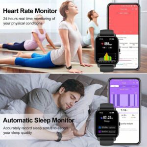 Montre connectée pour répondre/passer des appels, montre connectée de 1,85 pouces pour femmes et hommes, montre de fitness avec moniteur SpO2/fréquence cardiaque/sommeil, 112 modes sportifs, compteur de calories/pas, étanche IP7 traceur de fitness pour Android iOS