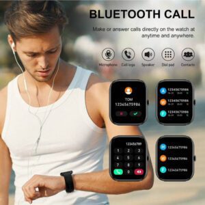 Montre connectée pour répondre/passer des appels, montre connectée de 1,85 pouces pour femmes et hommes, montre de fitness avec moniteur SpO2/fréquence cardiaque/sommeil, 112 modes sportifs, compteur de calories/pas, étanche IP7 traceur de fitness pour Android iOS