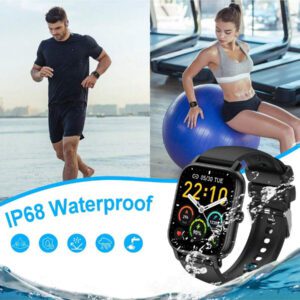 Montre connectée pour répondre/passer des appels, montre connectée de 1,85 pouces pour femmes et hommes, montre de fitness avec moniteur SpO2/fréquence cardiaque/sommeil, 112 modes sportifs, compteur de calories/pas, étanche IP7 traceur de fitness pour Android iOS