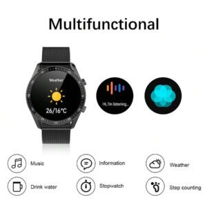 1 pièce Montre connectée unisexe à écran tactile plein 1,50 pouce, traqueur de sports de plein air avec plus de 100 modes sportifs, moniteur de fréquence cardiaque, suivi du sommeil, compteur de pas, prévisions météorologiques, appel sans fil, rappel de message, fond d'écran personnalisable, couleurs noir et argent, convient comme cadeau pour les amis, les couples, la famille, les collègues