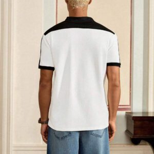 SWAVVY Chemise Polo Décontractée À Manches Courtes Et Blocs De Couleur Pour Hommes