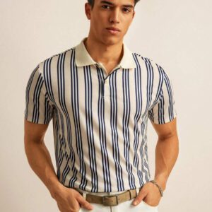 SWAVVY Chemise polo vintage rayée pour hommes