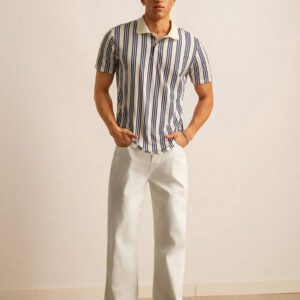 SWAVVY Chemise polo vintage rayée pour hommes