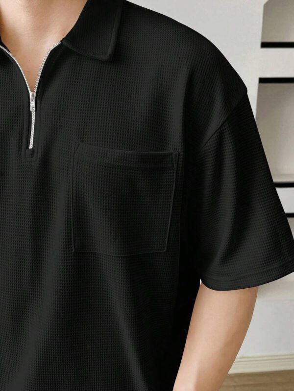 SWAVVY Chemise polo à quart de zip avec poche et patch pour homme pour l'été – Image 11