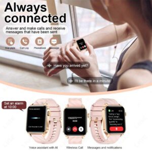 SIEMORL Montre connectée LIGE, plusieurs modes sportifs, appels entrants/SMS, suivi de l'activité physique, règles, rappel de position assise, montre connectée multifonction étanche pour femme