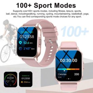 Montre connectée, appel sans fil/numérotation, mode multi-sport, rappel et rejet d'appel, rappel de SMS, fond d'écran personnalisable, compatible avec iPhone/Android