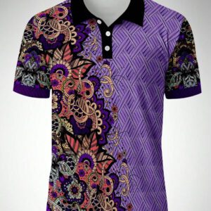 Chemise polo à manches courtes avec imprimé floral, décontractée et professionnelle pour hommes
