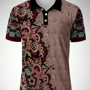 Chemise polo à manches courtes avec imprimé floral, décontractée et professionnelle pour hommes