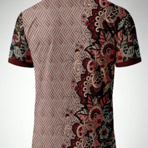 Chemise polo à manches courtes avec imprimé floral, décontractée et professionnelle pour hommes