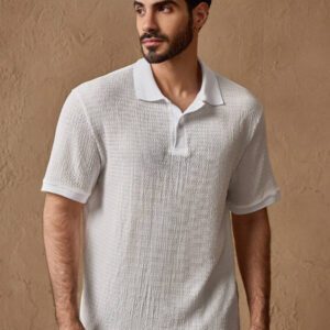HIMLAND Polo-chemise pour homme à imprimé intégral et bordure contrastée, polo vintage de couleur khaki à blocs de couleur pour le travail, pour mari