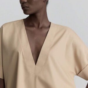 Ontre Tenue décontractée de haute qualité pour femmes d'affaires, comprenant un ensemble deux pièces ample et confortable : un Top à manches dolman col V et une jupe cintrée à la taille avec design de bordure contrastée, convenant pour le bureau, les déplacements et les voyages