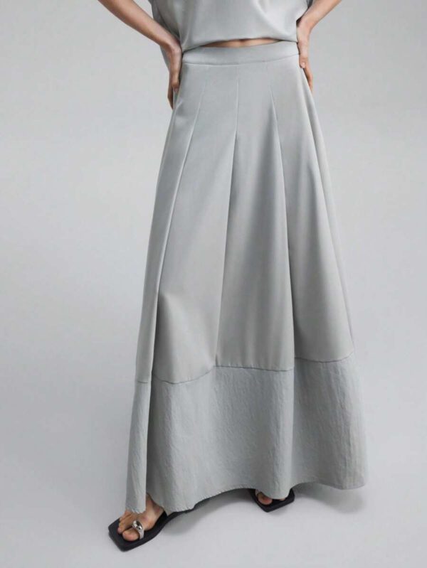 Ontre Tenue décontractée de haute qualité pour femmes d'affaires, comprenant un ensemble deux pièces ample et confortable : un Top à manches dolman col V et une jupe cintrée à la taille avec design de bordure contrastée, convenant pour le bureau, les déplacements et les voyages – Image 13