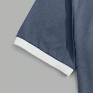 SWAVVY Chemise graphique à col contrasté pour homme avec lettre, demi-bouton, chemise polo Khaki à blocs de couleur vintage des années 90 pour les vacances de mari