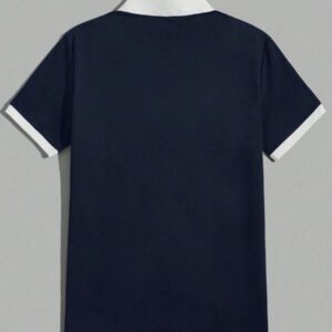 SWAVVY Chemise graphique à col contrasté pour homme avec lettre, demi-bouton, chemise polo Khaki à blocs de couleur vintage des années 90 pour les vacances de mari