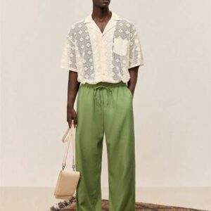 Ontre Chemise polo à manches courtes pour hommes à usage polyvalent pour les vacances d'été 2025, avec poche transparente, convenant pour les festivals de musique
