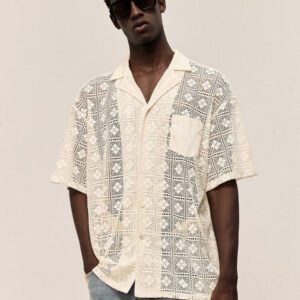 Ontre Chemise polo à manches courtes pour hommes à usage polyvalent pour les vacances d'été 2025, avec poche transparente, convenant pour les festivals de musique