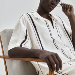 Ontre Chemise polo d'été décontractée à imprimé rayé pour hommes 2025, convient pour le Jour de l'Indépendance, la Saint-Jean, la plage, les vacances, la remise des diplômes, le bureau, les vacances à la plage, le thé dansant, les fêtes
