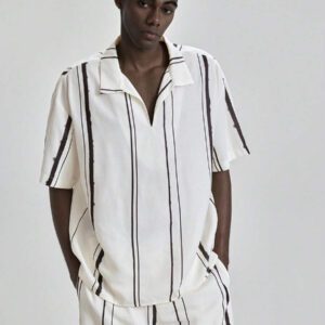 Ontre Chemise polo d'été décontractée à imprimé rayé pour hommes 2025, convient pour le Jour de l'Indépendance, la Saint-Jean, la plage, les vacances, la remise des diplômes, le bureau, les vacances à la plage, le thé dansant, les fêtes