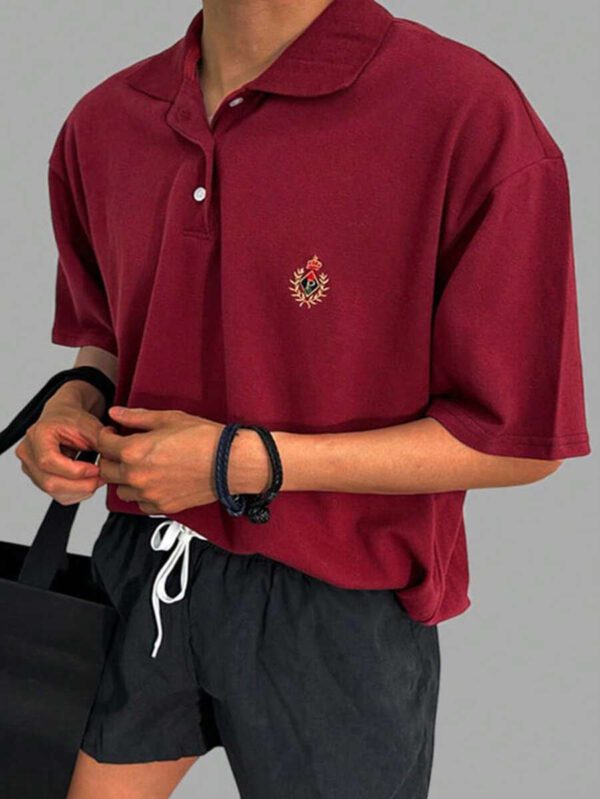 DAZY Chemise polo à manches courtes amples et brodée pour homme pour les déplacements estivaux – Image 2