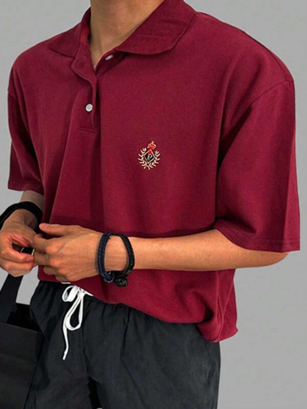 DAZY Chemise polo à manches courtes amples et brodée pour homme pour les déplacements estivaux – Image 4