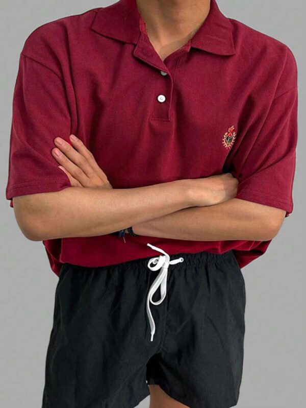 DAZY Chemise polo à manches courtes amples et brodée pour homme pour les déplacements estivaux – Image 6
