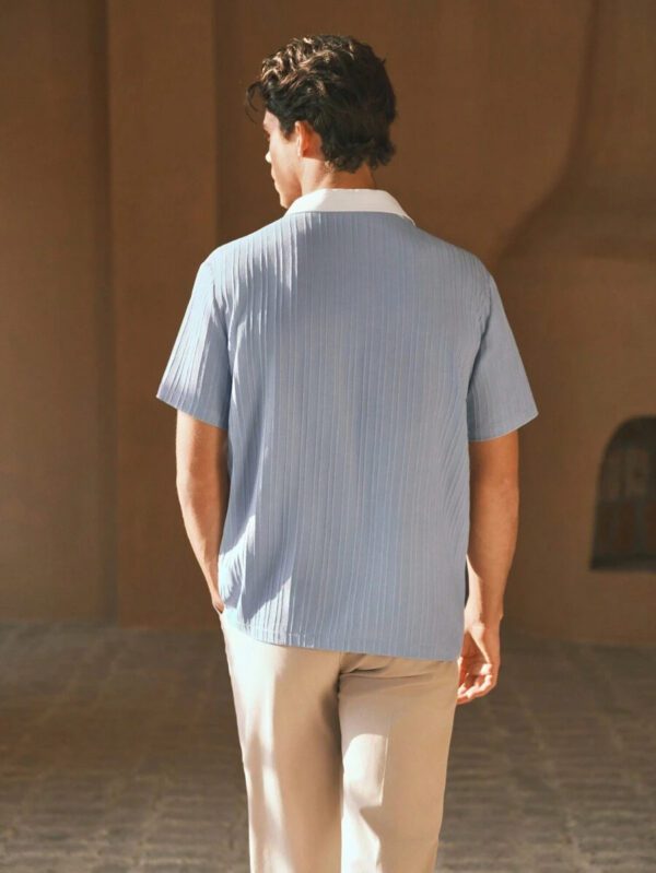 HIMLAND Polo à manches courtes homme, coupe ample et décontractée, en tissu tissé, design mode jeune, convient pour un usage quotidien – Image 5