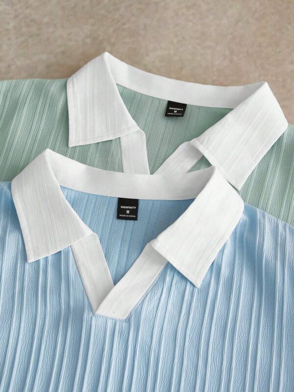 HIMLAND Polo à manches courtes homme, coupe ample et décontractée, en tissu tissé, design mode jeune, convient pour un usage quotidien – Image 8