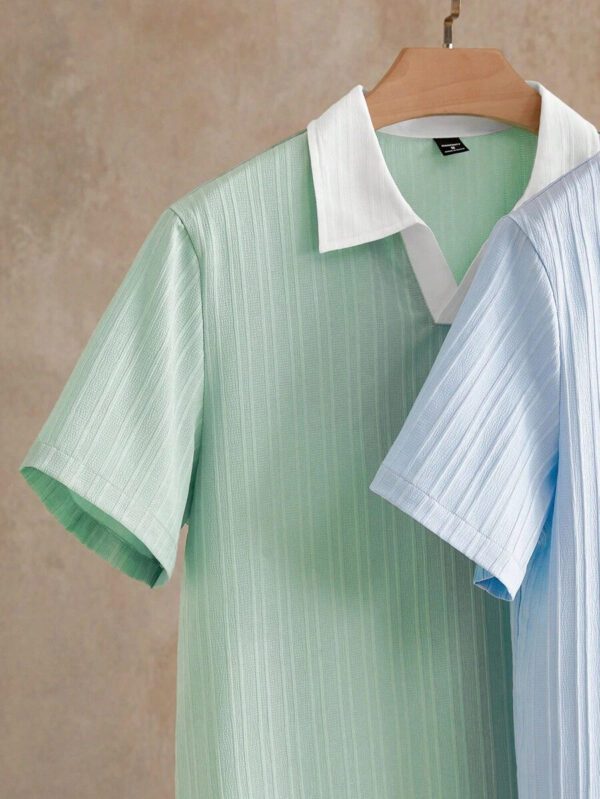 HIMLAND Polo à manches courtes homme, coupe ample et décontractée, en tissu tissé, design mode jeune, convient pour un usage quotidien – Image 10
