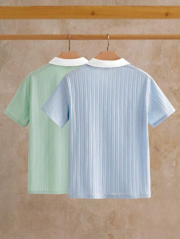 HIMLAND Polo à manches courtes homme, coupe ample et décontractée, en tissu tissé, design mode jeune, convient pour un usage quotidien – Image 11